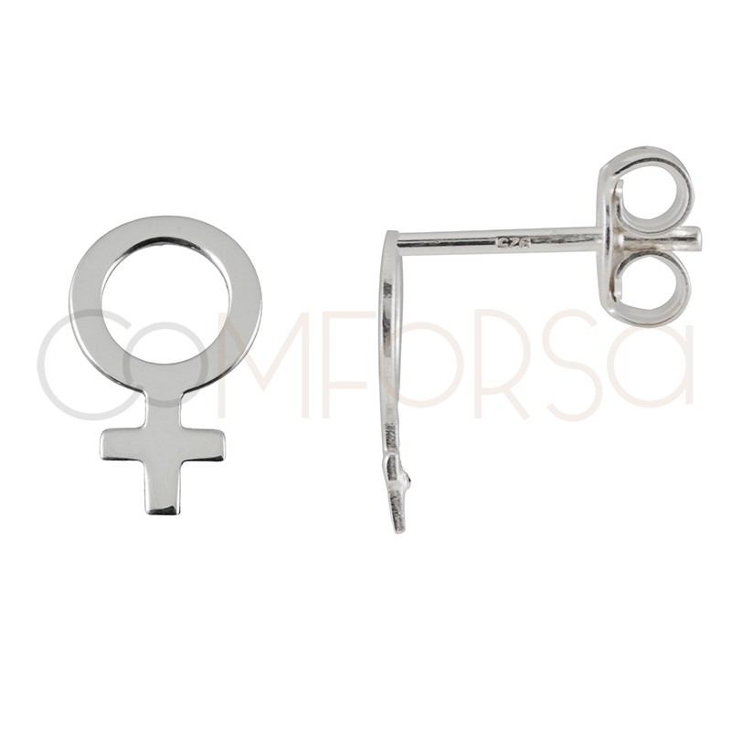 Pendiente símbolo mujer 7 x 11mm plata 925