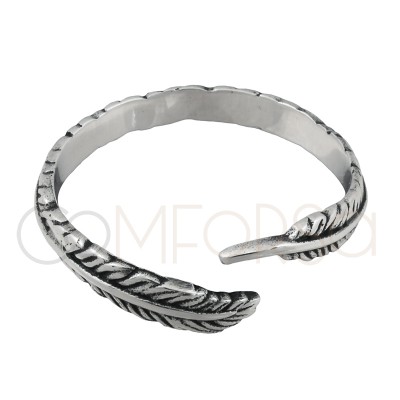 Sterling silver 925 adjustable feather ring