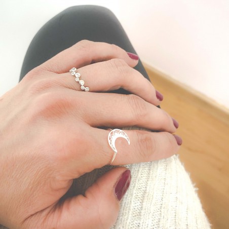 Sterling silver 925 moon mandala ring