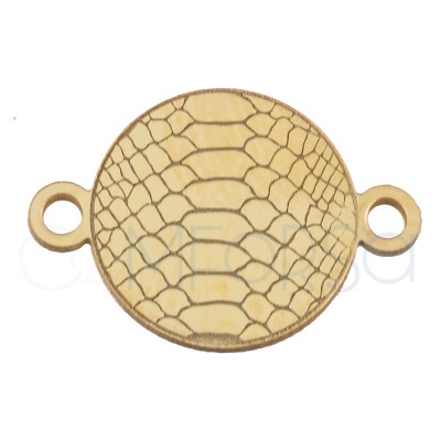 Sterling silver 925 gold-plated snakeskin print connector 10 mm