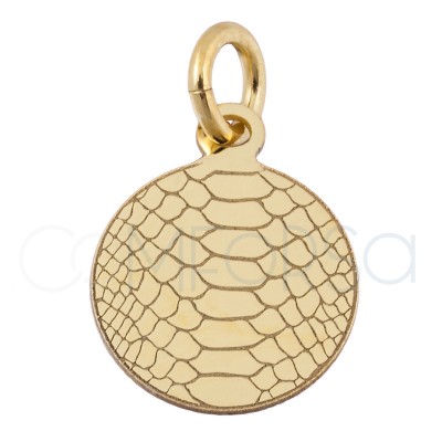 Sterling silver 925 gold-plated snakeskin print pendant 10 mm