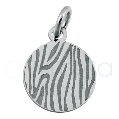 Sterling silver 925 zebra print pendant 10 mm