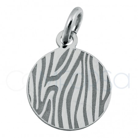 Sterling silver 925 gold-plated zebra print pendant 10 mm