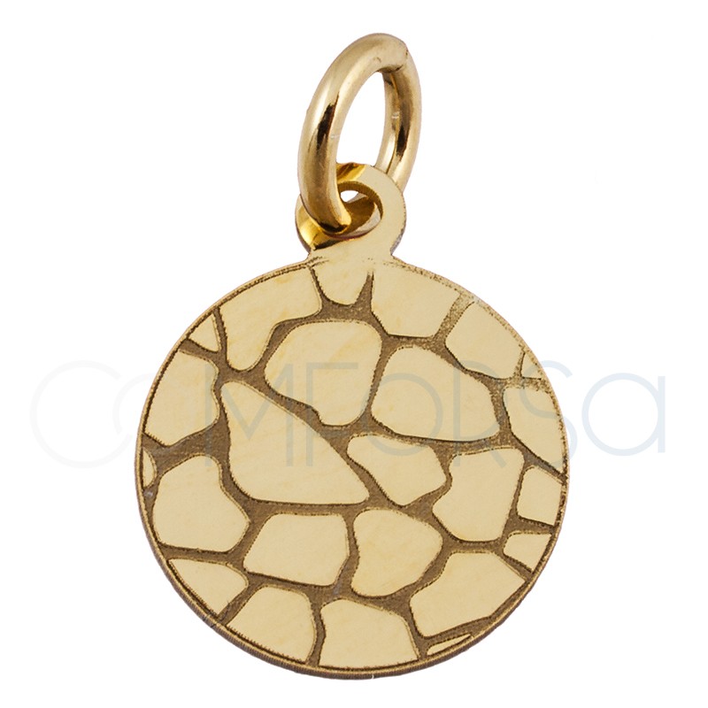 Sterling silver 925 gold-plated crocodile print pendant 10 mm