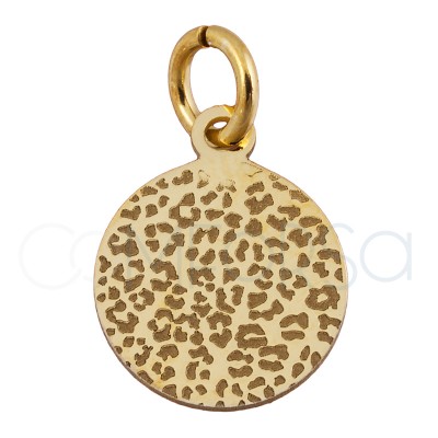 dije leopardo 10 mm plata baño de oro