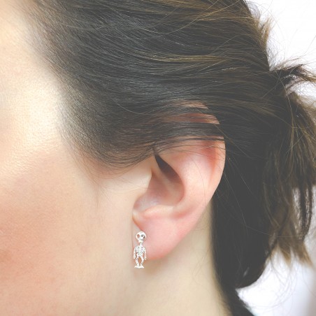Sterling silver 925 skeleton earrings 5.5 X 15 mm