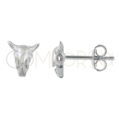 Sterling silver 925 buffalo in relief earrings 7 X 8 mm