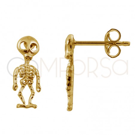 Aretes esqueleto 5.5 X 15 mm plata baño de oro