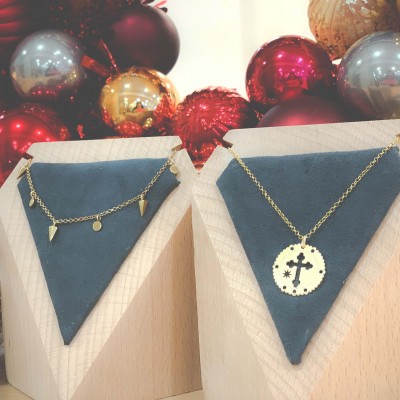 Sterling silver 925 gold-plated pendants with cross and star 20mm