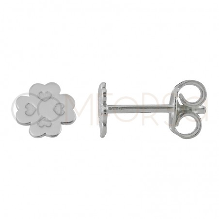 Pendiente mini trébol 6 mm plata 925
