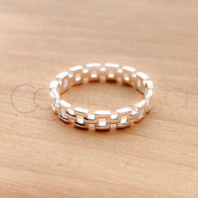 Sterling silver 925 interlaced chain ring