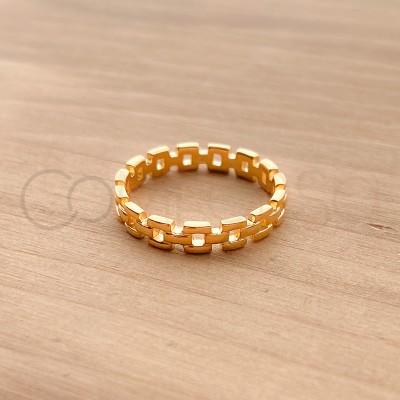Sterling silver 925 gold-plated interlaced chain ring