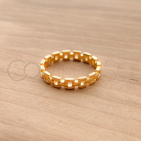 Sterling silver 925 gold-plated interlaced chain ring
