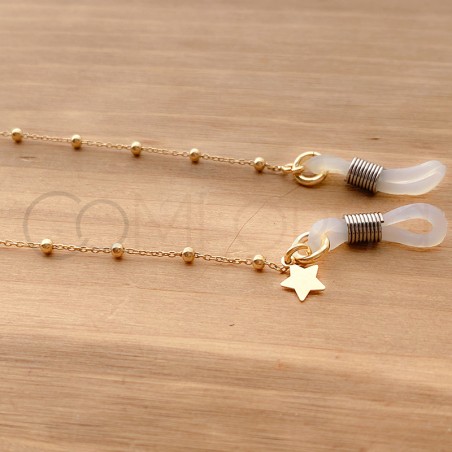 Sterling silver 925 glasses chain with little beads and star