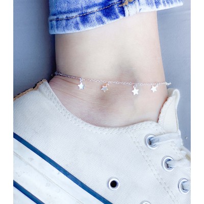 Sterling silver 925 stars anklet 21.5 cm