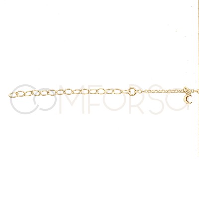 Sterling silver 925 gold-plated moon, star and lightning bolt anklet