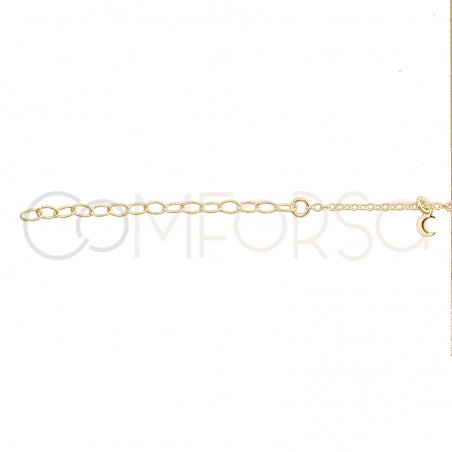 Sterling silver 925 gold-plated moon, star and lightning bolt anklet