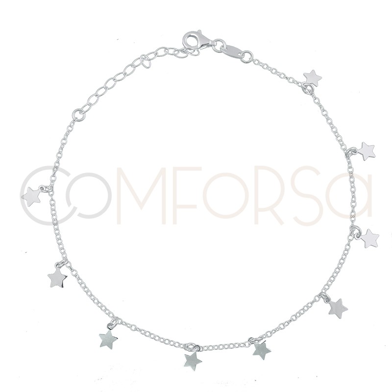 Sterling silver 925 stars anklet 21.5 cm