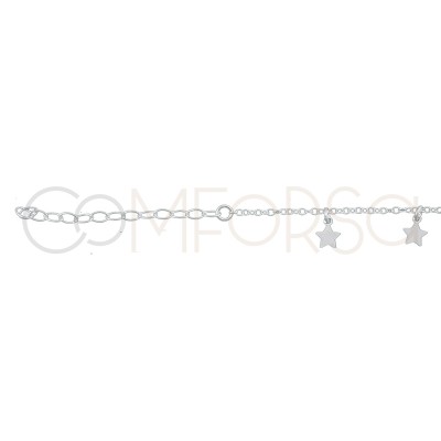 Sterling silver 925 stars anklet 21.5 cm