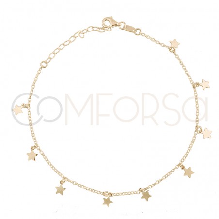 Sterling silver 925 stars anklet 21.5 cm