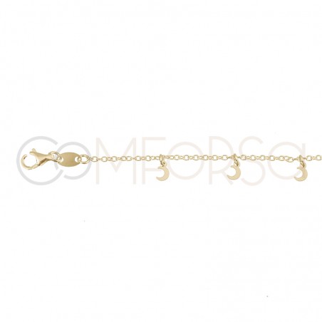 Sterling silver 925 gold-plated moons anklet 21.5cm