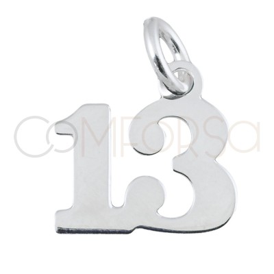 Sterling silver 925 number 13 pendant 10 mm