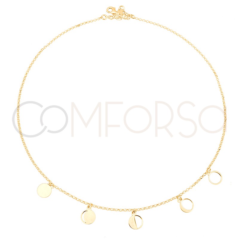 Sterling silver 925 gold-plated lunar phase choker 40 + 2 cm