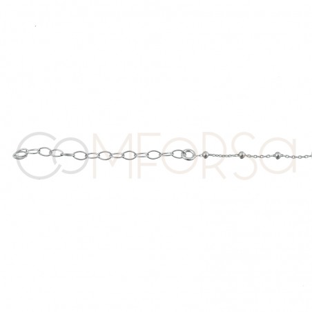 Sterling silver 925 chain with balls and white enamel 40cm