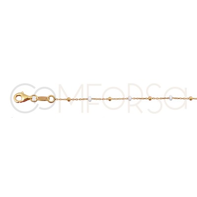 Sterling silver 925 gold-plated chain with balls and white enamel