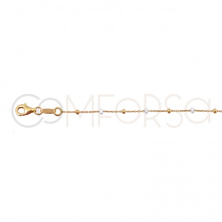 Sterling silver 925 gold-plated chain with balls and white enamel