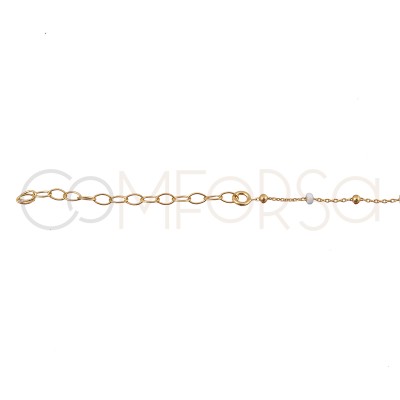 Sterling silver 925 gold-plated chain with balls and white enamel