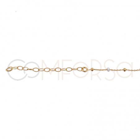 Sterling silver 925 gold-plated chain with balls and white enamel