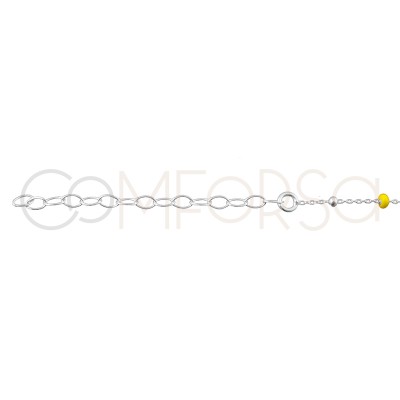 Sterling silver 925 chain with silver and yellow enamel beads 40cm