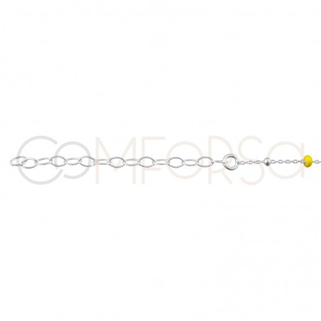 Sterling silver 925 chain with silver and yellow enamel beads 40cm