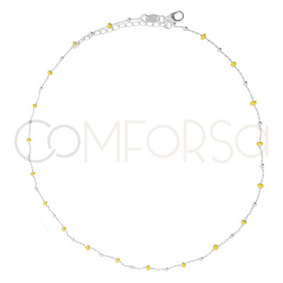 Sterling silver 925 chain with silver and yellow enamel beads 40cm