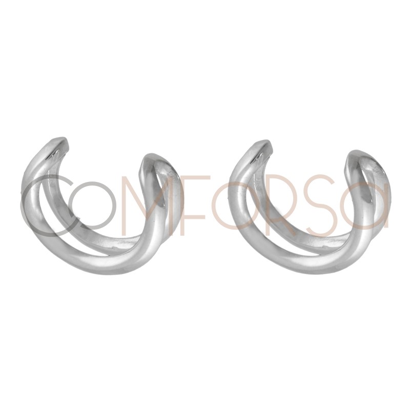 Sterling silver 925 earcuffs 2 wires 11.5 mm