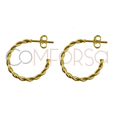 Sterling silver 925 gold plated twisted hoop 20mm