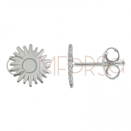Sterling silver 925 gold plated sun earring 10mm