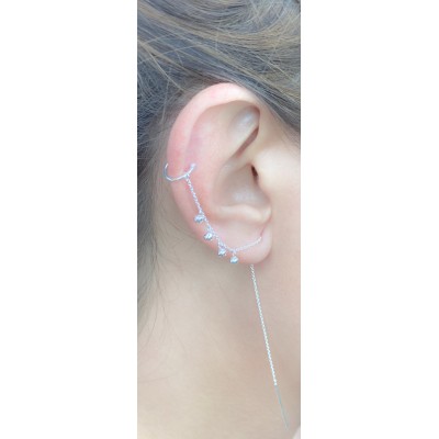 Ear cuff cadena con bolitas 13mm plata 925ml