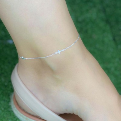 Sterling silver 925 gold-plated anklet with crosses 21.5mm