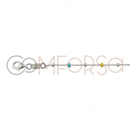 Sterling silver 925 silver and rainbow enamel balls choker