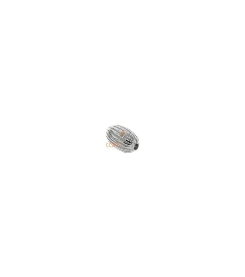 Sterling Silver 925 corrugated oval bead 5 mm