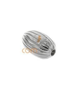 Sterling Silver 925 corrugated oval bead 5 mm