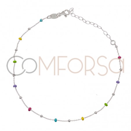 "Tobillera esmalte ""ARCO IRIS"" plata 925"