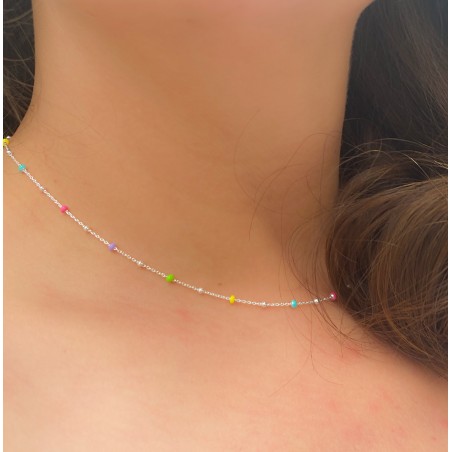 Sterling silver 925 silver and rainbow enamel balls choker