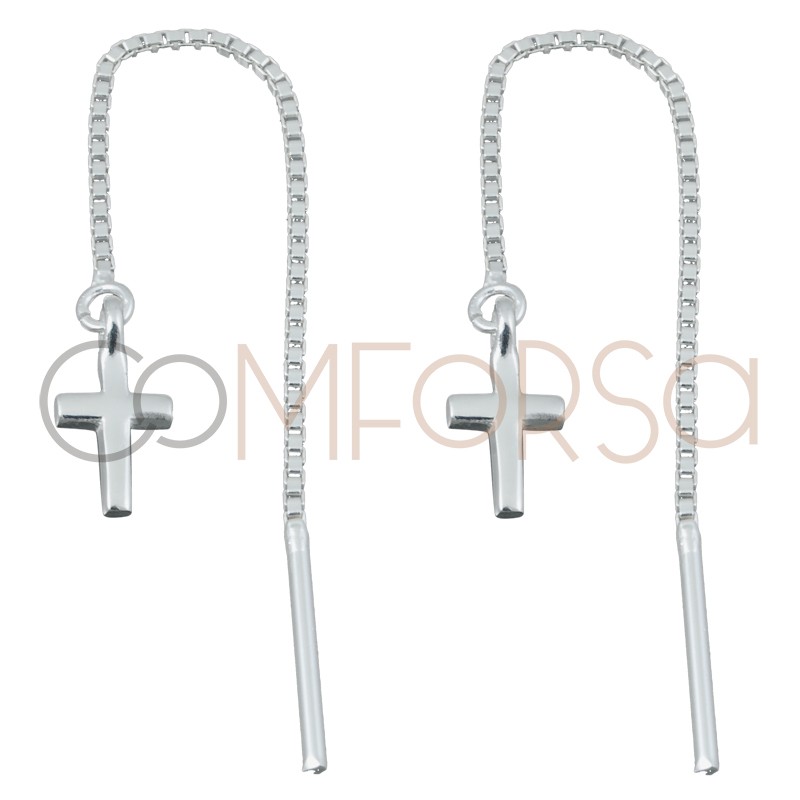 Sterling silver 925 earring with chain and cross