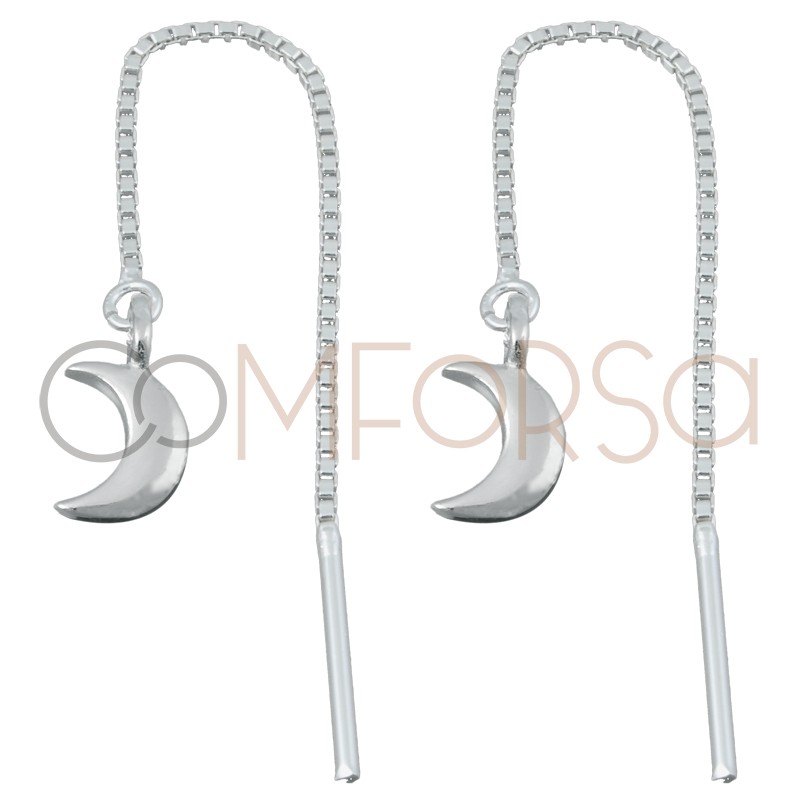 Sterling silver 925 earring with chain and moon