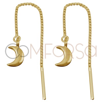 Sterling silver 925 earring with chain and moon