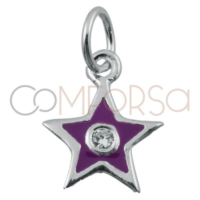 Colgante estrella morada circonita 8 x 10 mm plata 925 chapada en oro