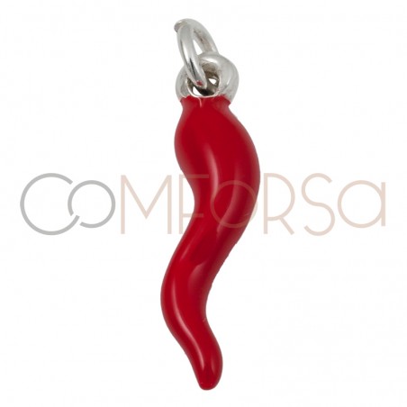 Sterling silver 925ml chili with red enamel 5 x 20mm